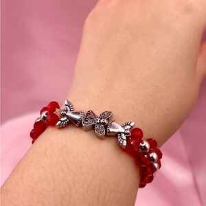 Elegant Red Angel Charm Bracelet